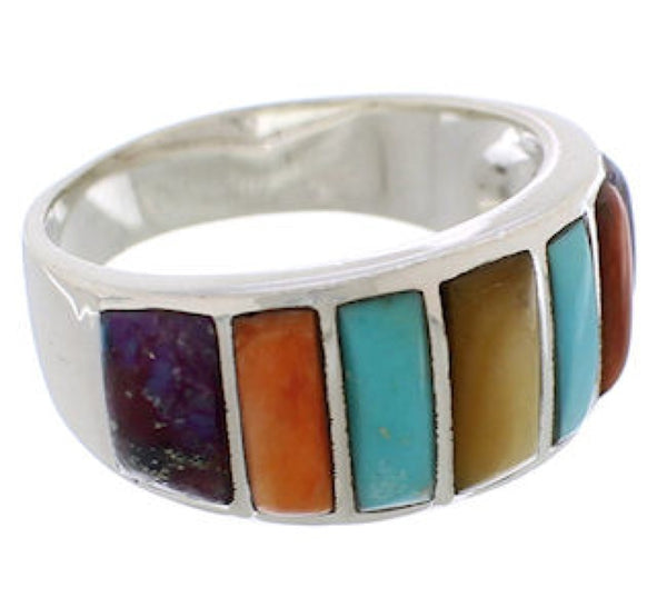 Sterling Silver Multicolor Southwestern Ring Size 8-3/4 AX36914